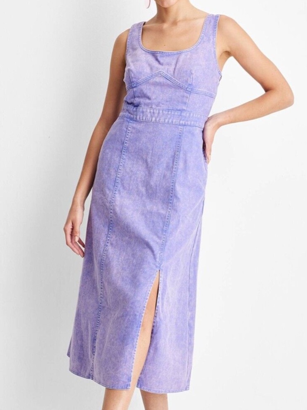 Future Collective Sleeveless Purple Denim Midi Dress - NWT